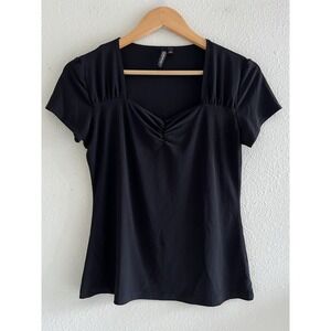 Susan Lawrence Y2K Petite Black Top Size Medium Neutral Capsule Preppy Casual